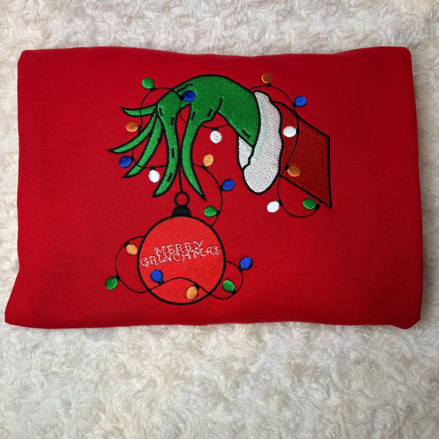 Grinchy Ornament Sweatshirt with side bows