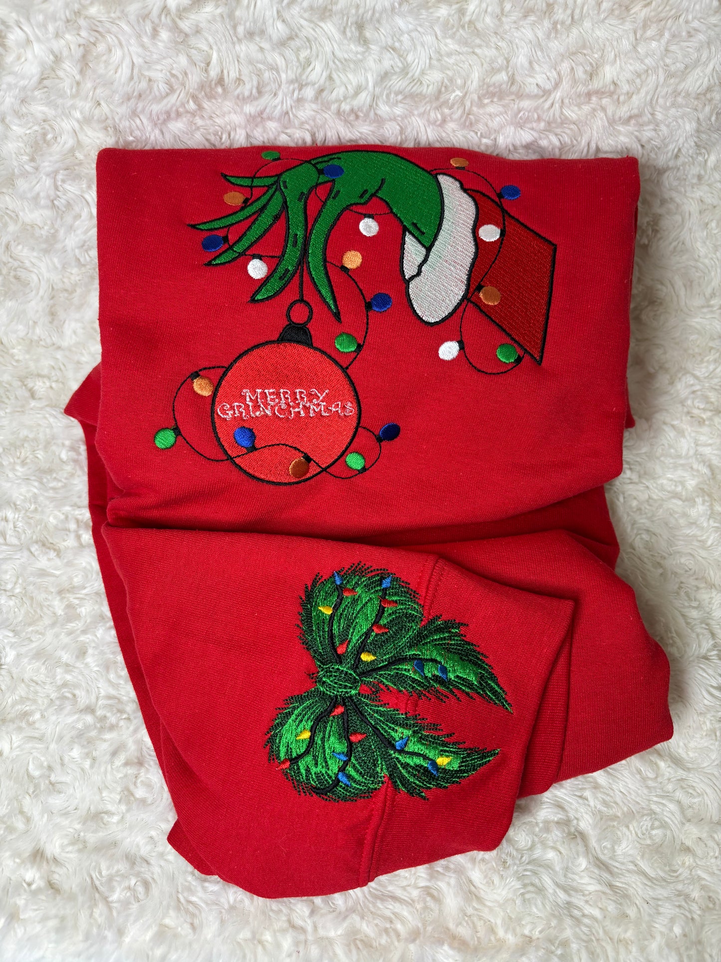 Grinchy Ornament Sweatshirt with side bows